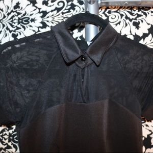 LBD Mesh Detail with Skater-Skirt Vibes and Collar